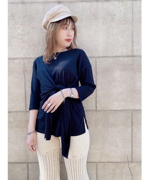 one way（ワンウェイ）の「フロントシバリＴＯＰＳ（Tシャツ/カットソー・レディース・ホワイト/ベージュ/ブラック/ライトグリーン・FREE）」の7枚目の写真