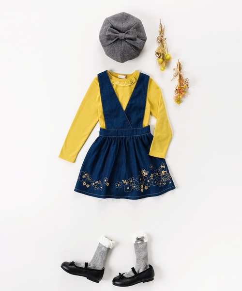 KP（ケーピー）の「デニム素材のジャンパースカート(100-130㎝)（ジャンパースカート・キッズ・ネイビー/ブルー・120cm/110cm/100cm/130cm）」の9枚目の写真