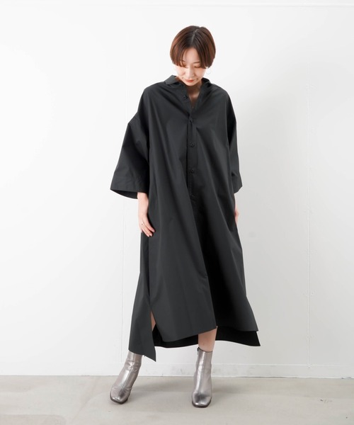 未使用タグ付き✨近年 sov.タイプライター シャツワンピース SHIPS any:〈洗濯機可能〉タイプライター スキッパー フレア