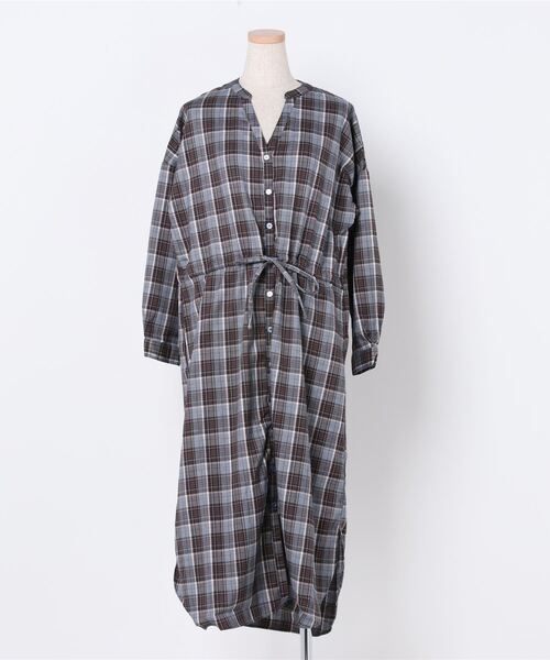 vネックロングチェックシャツ ロング丈シャツワンピース ボタンを開ければ羽織いとしても活用可 ワンピース Jeans Mate ジーンズメイト のファッション通販 Zozotown
