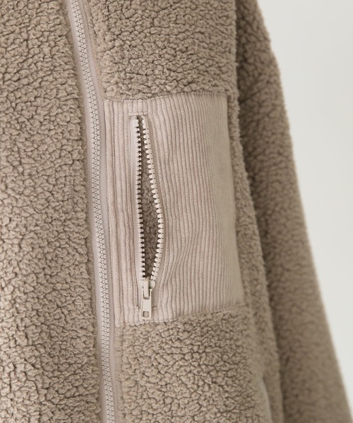 n'OrLABEL（ノアールレーベル）の「『異素材フーデッドボアブルゾン』（ブルゾン・レディース・モカ/ピンクベージュ/ライトカーキ/グレイッシュベージュ/ブラック/グレイッシュブルー/パープル/グリーン・FREE/1/2）」の12枚目の写真