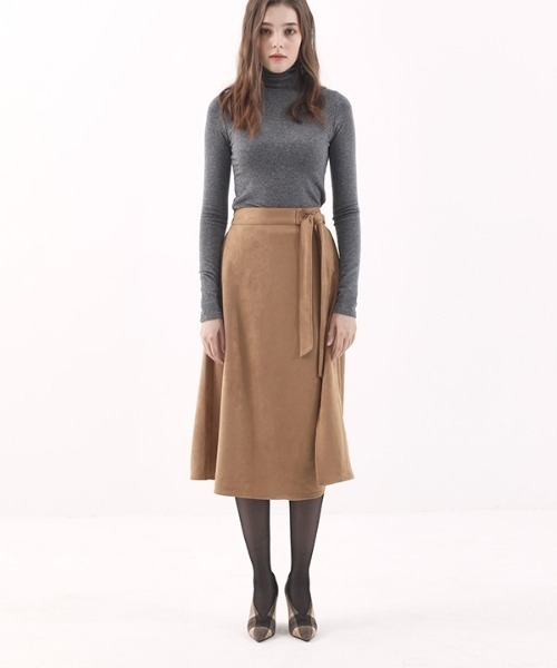 manavis7(マナビスセブン)の「【MANAVIS7 】BANDING SUEDE WRAP SKIRT / バンディングスエード ラップスカート(スカート・レディース・ブラック/ベージュ・FREE)」の10枚目の写真