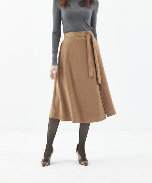 manavis7(マナビスセブン)の「【MANAVIS7 】BANDING SUEDE WRAP SKIRT / バンディングスエード ラップスカート(スカート・レディース・ブラック/ベージュ・FREE)」の8枚目の写真