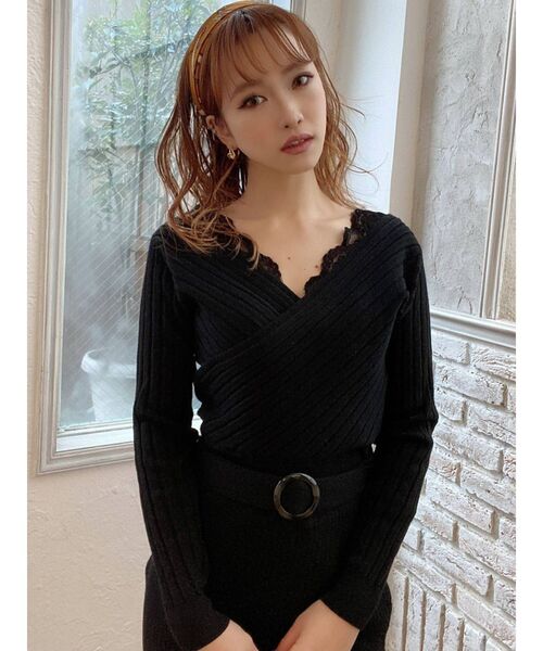 RESEXXY(リゼクシー)の「カシュクールリブニットトップス【セットアップ着用可能】(ニット/セーター・レディース・ブラック/ベージュ/モカ・FREE)」の12枚目の写真