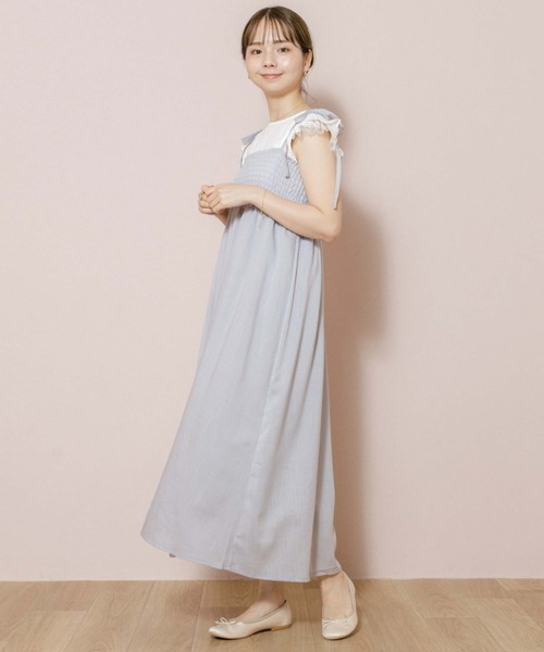 flower（フラワー）の「ナチュラルキャミワンピース（ワンピース・レディース・ブラック/グレー/ベージュ/ダークブラウン・FREE）」の2枚目の写真