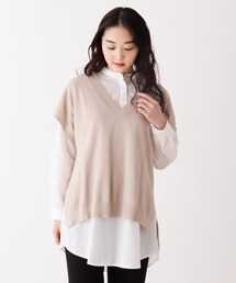 SHOO・LA・RUE（シューラルー）の「◆【2点セット】ニットベスト＋シャツワンピース（ワンピース・レディース）」