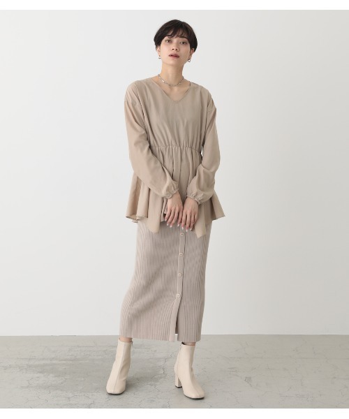 BUTTON RIB TIGHT KNIT SKIRT/ボタンリブタイトニットスカート