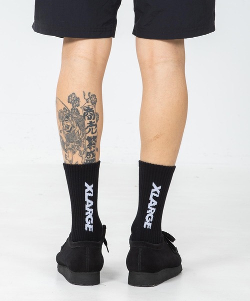 XLARGE（エクストララージ）の「LOGO BI COLOR SOCKS（ソックス/靴下・メンズ・ホワイト/ブラック/オリーブ・ONE SIZE）」の2枚目の写真