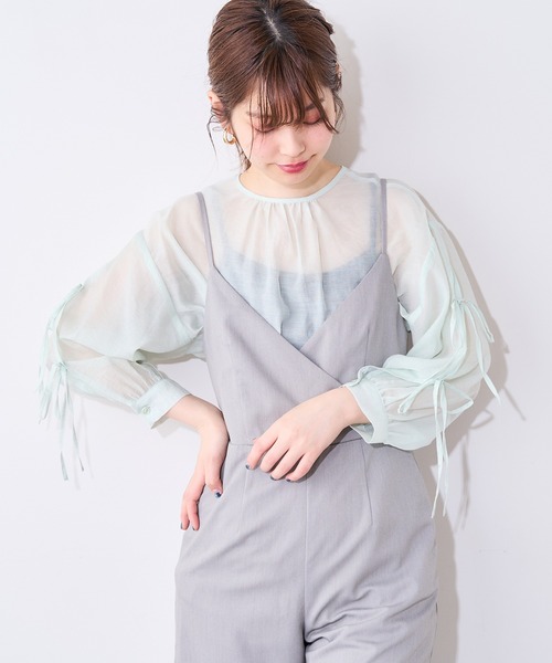 natural couture（ナチュラルクチュール）の「【WEB限定】ダブルリボン2WAYシアーブラウス（シャツ/ブラウス・レディース・ブラック/オフホワイト/ミント/ピンクベージュ・FREE）」の12枚目の写真