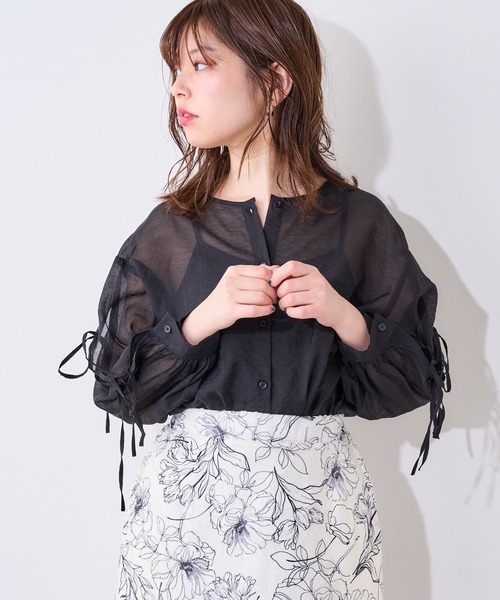 natural couture（ナチュラルクチュール）の「【WEB限定】ダブルリボン2WAYシアーブラウス（シャツ/ブラウス・レディース・ブラック/オフホワイト/ミント/ピンクベージュ・FREE）」の17枚目の写真