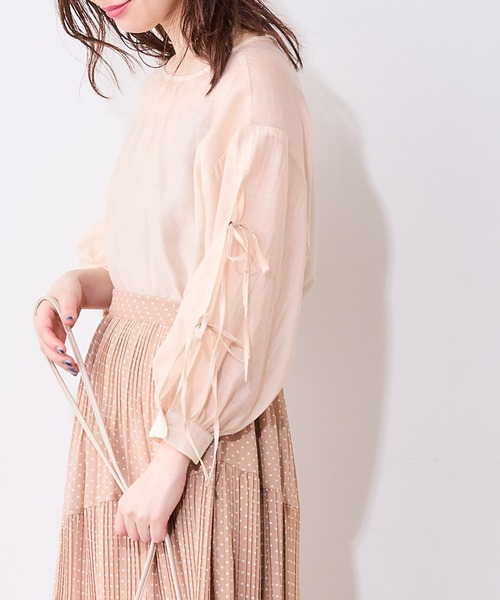 natural couture（ナチュラルクチュール）の「【WEB限定】ダブルリボン2WAYシアーブラウス（シャツ/ブラウス・レディース・ブラック/オフホワイト/ミント/ピンクベージュ・FREE）」の18枚目の写真