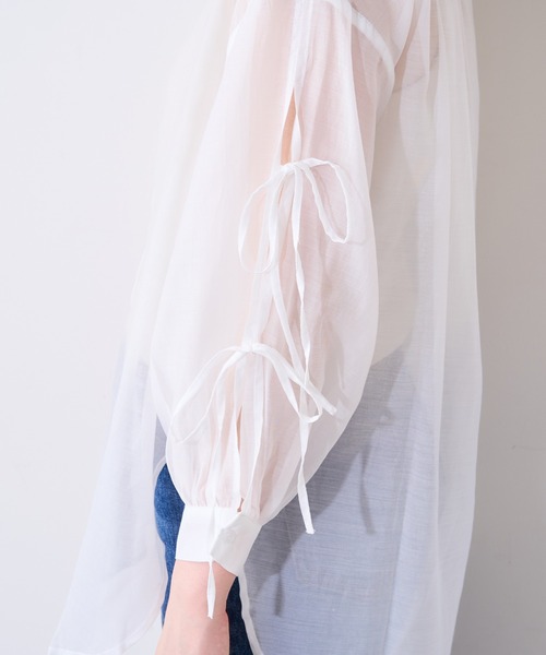 natural couture（ナチュラルクチュール）の「【WEB限定】ダブルリボン2WAYシアーブラウス（シャツ/ブラウス・レディース・ブラック/オフホワイト/ミント/ピンクベージュ・FREE）」の19枚目の写真