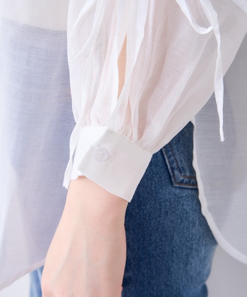 natural couture（ナチュラルクチュール）の「【WEB限定】ダブルリボン2WAYシアーブラウス（シャツ/ブラウス・レディース・ブラック/オフホワイト/ミント/ピンクベージュ・FREE）」の7枚目の写真