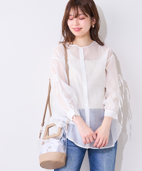 natural couture（ナチュラルクチュール）の「【WEB限定】ダブルリボン2WAYシアーブラウス（シャツ/ブラウス・レディース・ブラック/オフホワイト/ミント/ピンクベージュ・FREE）」の11枚目の写真