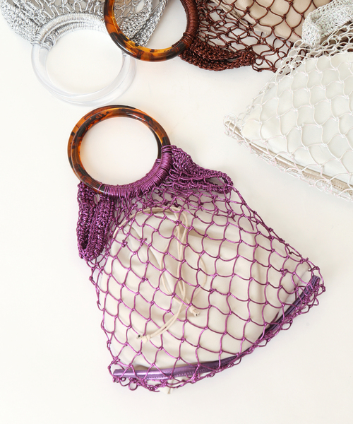 Simplicite（サンプリシテ）の「アクリルハンドルメタリックコードBAG◆（ショルダーバッグ・レディース・ホワイト/パープル/ブラウン/シルバー・FREE）」の3枚目の写真