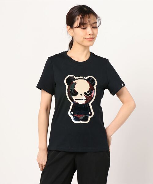 tシャツ HIPANDA ハイパンダ レディース ゴッホカラー スパンコールロゴ 半袖Tシャツ レディース HIPANDA ハイパンダ レディース ゴッホカラー スパンコールロゴ