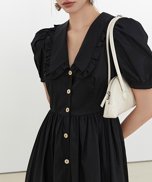 Fano Studios（ファノ ストゥディオズ）の「【Fano Studios】Front button puff sleeve dress FX21L206（ワンピース・レディース・ブラック/イエロー・M/S/L）」の5枚目の写真