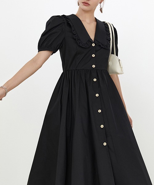Fano Studios（ファノ ストゥディオズ）の「【Fano Studios】Front button puff sleeve dress FX21L206（ワンピース・レディース・ブラック/イエロー・M/S/L）」の6枚目の写真
