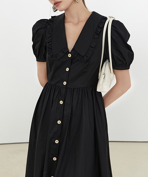 Fano Studios（ファノ ストゥディオズ）の「【Fano Studios】Front button puff sleeve dress FX21L206（ワンピース・レディース・ブラック/イエロー・M/S/L）」の7枚目の写真