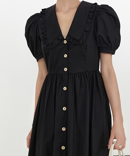 Fano Studios（ファノ ストゥディオズ）の「【Fano Studios】Front button puff sleeve dress FX21L206（ワンピース・レディース・ブラック/イエロー・M/S/L）」の8枚目の写真