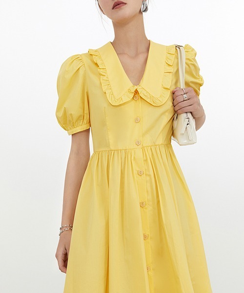 Fano Studios（ファノ ストゥディオズ）の「【Fano Studios】Front button puff sleeve dress FX21L206（ワンピース・レディース・ブラック/イエロー・M/S/L）」の11枚目の写真