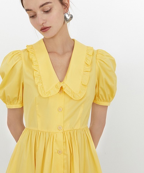 Fano Studios（ファノ ストゥディオズ）の「【Fano Studios】Front button puff sleeve dress FX21L206（ワンピース・レディース・ブラック/イエロー・M/S/L）」の12枚目の写真