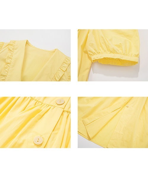 Fano Studios（ファノ ストゥディオズ）の「【Fano Studios】Front button puff sleeve dress FX21L206（ワンピース・レディース・ブラック/イエロー・M/S/L）」の18枚目の写真