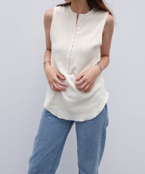 AKTE（アクテ）の「フロントスナップサーマルタンクトップ（Tシャツ/カットソー・レディース・ホワイト/ブラック・FREE）」の15枚目の写真