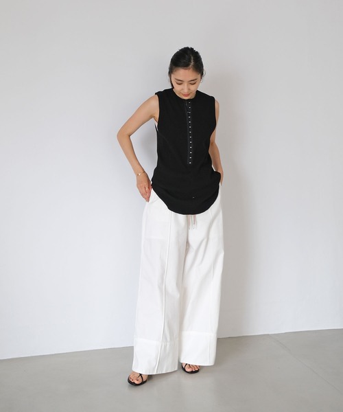 AKTE（アクテ）の「フロントスナップサーマルタンクトップ（Tシャツ/カットソー・レディース・ホワイト/ブラック・FREE）」の19枚目の写真