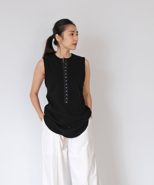 AKTE（アクテ）の「フロントスナップサーマルタンクトップ（Tシャツ/カットソー・レディース・ホワイト/ブラック・FREE）」の12枚目の写真