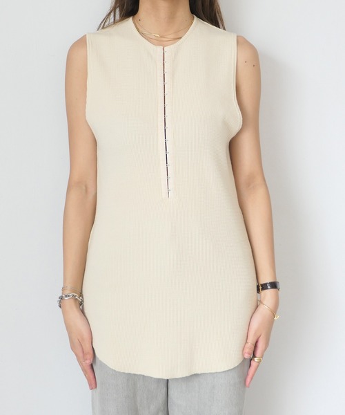 AKTE（アクテ）の「フロントスナップサーマルタンクトップ（Tシャツ/カットソー・レディース・ホワイト/ブラック・FREE）」の9枚目の写真