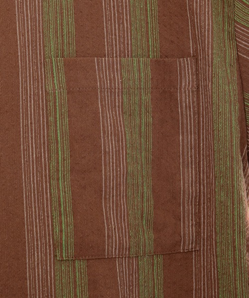 kutir（クティール）の「古着風ストライプシャツ（シャツ/ブラウス・メンズ・ダークブラウン/マスタード・MEDIUM/LARGE）」の21枚目の写真