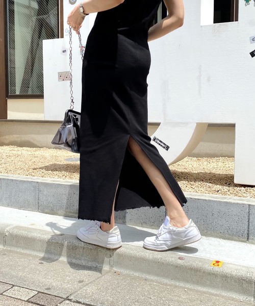 WHO'S WHO gallery（フーズフーギャラリー）の「リブナローワンピース（ワンピース・レディース・ブラック/オートミール/グリーン/ブラウン/パープル・FREE）」の21枚目の写真