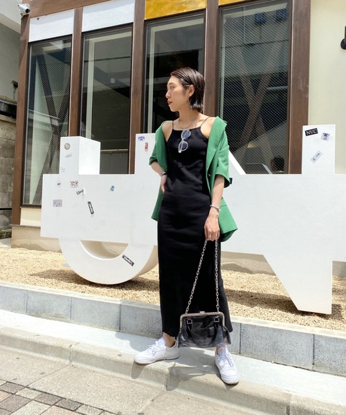 WHO'S WHO gallery（フーズフーギャラリー）の「リブナローワンピース（ワンピース・レディース・ブラック/オートミール/グリーン/ブラウン/パープル・FREE）」の7枚目の写真