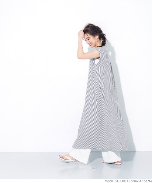 coca(coca)(コカ)の「ストライプ柄フレンチスリーブシャツワンピース(ワンピース・レディース・ストライプ・L/M)」の6枚目の写真