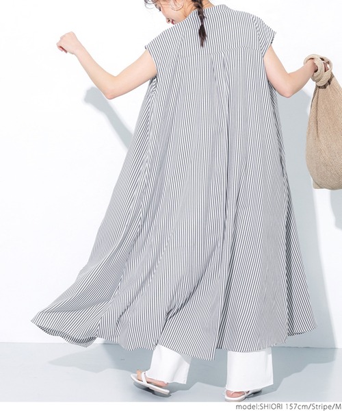 coca(coca)(コカ)の「ストライプ柄フレンチスリーブシャツワンピース(ワンピース・レディース・ストライプ・L/M)」の10枚目の写真