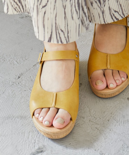 Fashion Letter（ファッションレター）の「バックゴムベルトウェッジサンダル レディース 痛くないサンダル（サンダル・レディース・ブラック/ブラウン/マスタード/ブルー・M/L/LL/S）」の21枚目の写真