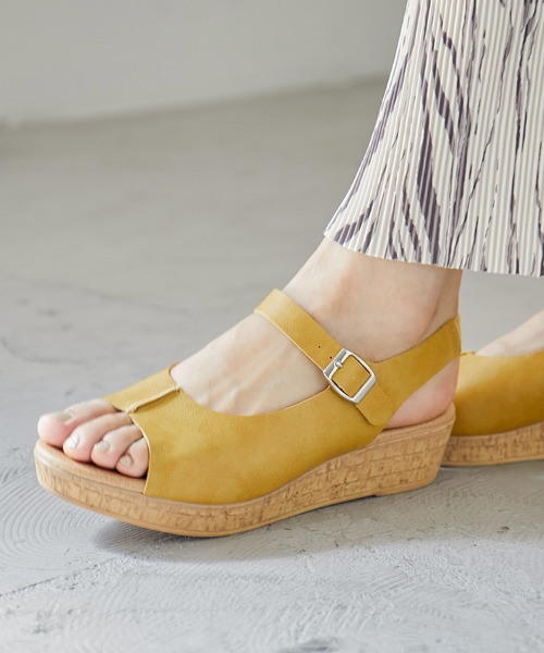 Fashion Letter（ファッションレター）の「バックゴムベルトウェッジサンダル レディース 痛くないサンダル（サンダル・レディース・ブラック/ブラウン/マスタード/ブルー・M/L/LL/S）」の22枚目の写真