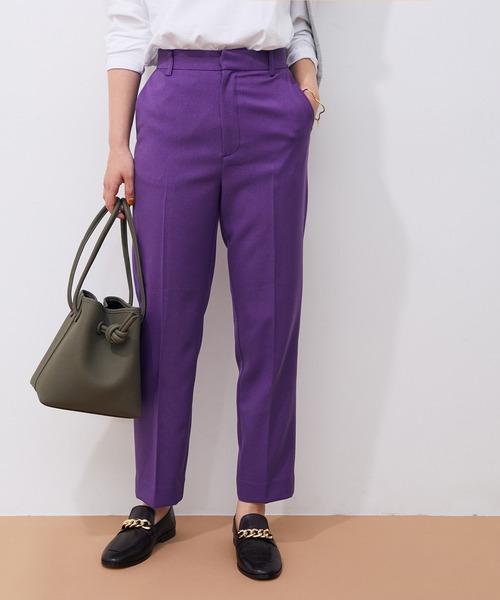 ADAM ET ROPE'（アダムエロペ）の「【一部カラーWEB限定・カラー追加】ストレッチカラーテーパードパンツ（スラックス・レディース・ブラック/パープル/サックスブルー/ピンク/ピンク系その他2/グレー・38/36/34）」の5枚目の写真