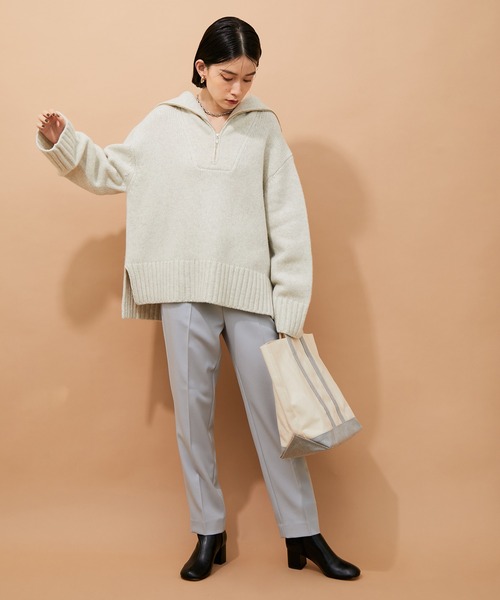 ADAM ET ROPE'（アダムエロペ）の「【一部カラーWEB限定・カラー追加】ストレッチカラーテーパードパンツ（スラックス・レディース・ブラック/パープル/サックスブルー/ピンク/ピンク系その他2/グレー・38/36/34）」の18枚目の写真