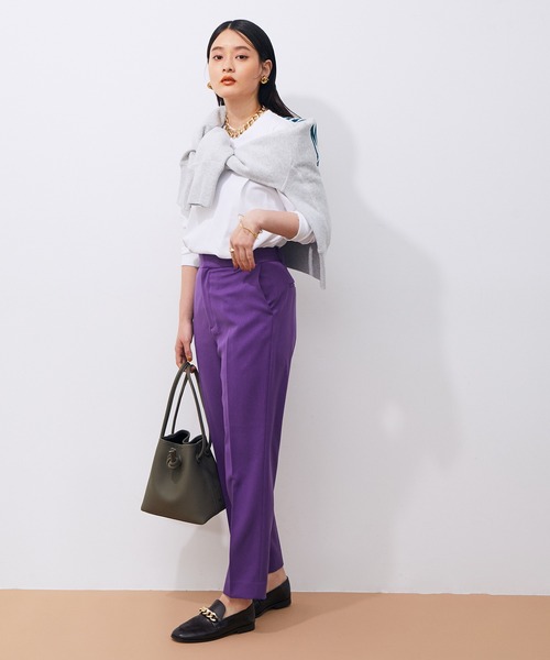 ADAM ET ROPE'（アダムエロペ）の「【一部カラーWEB限定・カラー追加】ストレッチカラーテーパードパンツ（スラックス・レディース・ブラック/パープル/サックスブルー/ピンク/ピンク系その他2/グレー・38/36/34）」の11枚目の写真