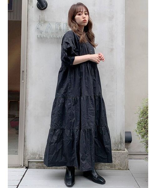 dazzlin（ダズリン）の「ティアードAラインシャツワンピース（ワンピース・レディース・オフホワイト/ブラック・FREE）」の11枚目の写真