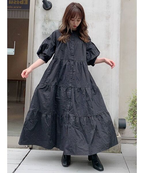 dazzlin（ダズリン）の「ティアードAラインシャツワンピース（ワンピース・レディース・オフホワイト/ブラック・FREE）」の17枚目の写真