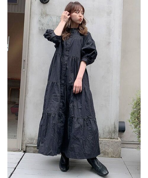 dazzlin（ダズリン）の「ティアードAラインシャツワンピース（ワンピース・レディース・オフホワイト/ブラック・FREE）」の19枚目の写真