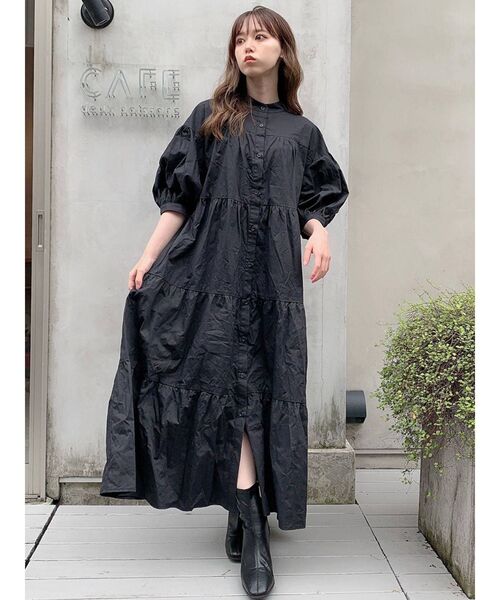 dazzlin（ダズリン）の「ティアードAラインシャツワンピース（ワンピース・レディース・オフホワイト/ブラック・FREE）」の10枚目の写真