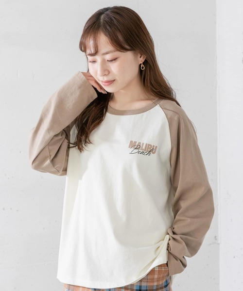 URBAN RESEARCH Sonny Label(アーバンリサーチサニーレーベル)の「ラグランロゴプリントロングTシャツ(Tシャツ/カットソー・レディース・モカ/スミクロ/イエロー・FREE)」の3枚目の写真
