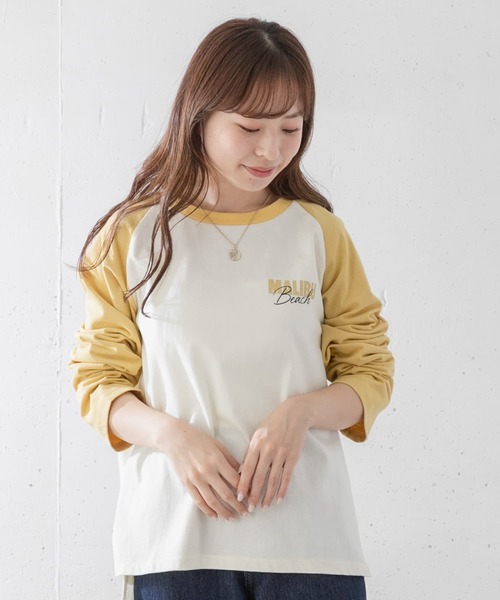 URBAN RESEARCH Sonny Label(アーバンリサーチサニーレーベル)の「ラグランロゴプリントロングTシャツ(Tシャツ/カットソー・レディース・モカ/スミクロ/イエロー・FREE)」の8枚目の写真