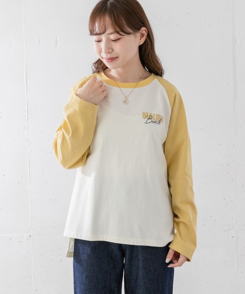 URBAN RESEARCH Sonny Label(アーバンリサーチサニーレーベル)の「ラグランロゴプリントロングTシャツ(Tシャツ/カットソー・レディース・モカ/スミクロ/イエロー・FREE)」の7枚目の写真