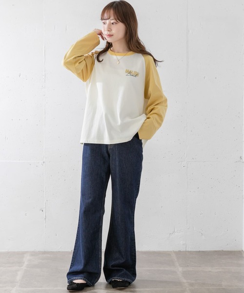 URBAN RESEARCH Sonny Label(アーバンリサーチサニーレーベル)の「ラグランロゴプリントロングTシャツ(Tシャツ/カットソー・レディース・モカ/スミクロ/イエロー・FREE)」の6枚目の写真