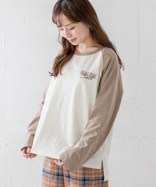 URBAN RESEARCH Sonny Label(アーバンリサーチサニーレーベル)の「ラグランロゴプリントロングTシャツ(Tシャツ/カットソー・レディース・モカ/スミクロ/イエロー・FREE)」の15枚目の写真